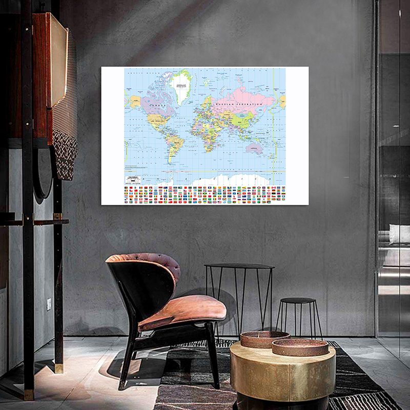 The World Map with National Fl - Star Map Poster ulasan dan harga